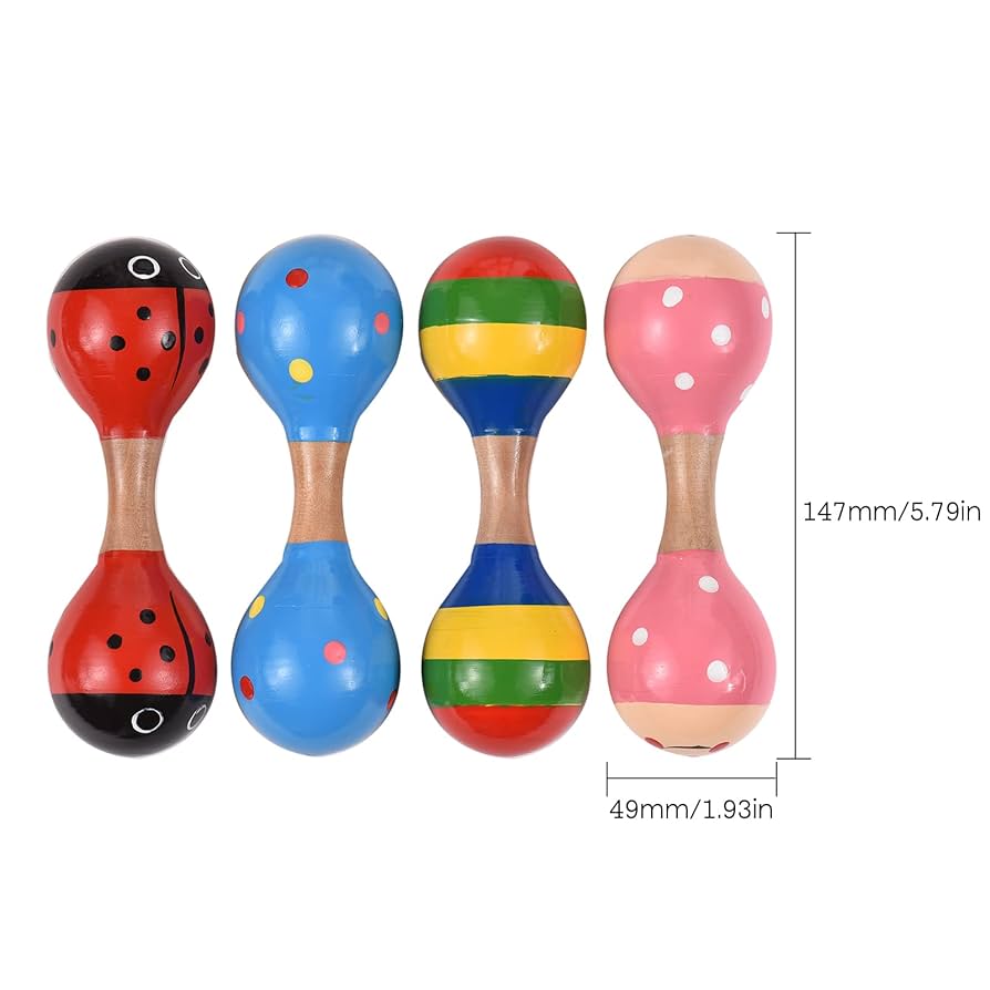 カラフルな花柄の木製楽器・マラカス カラフルな花柄の木製楽器・マラカス カラフルな花柄の木製楽器